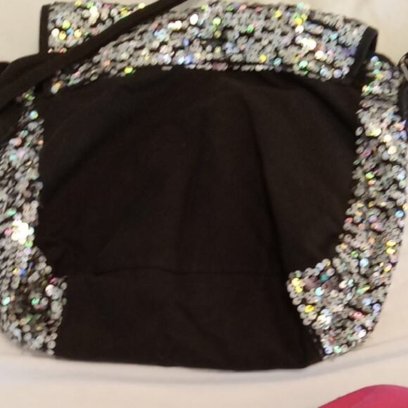 Justice Black and Silver Crossbody Bag. Sparkle, Sequins, School - Picture 5 of 8